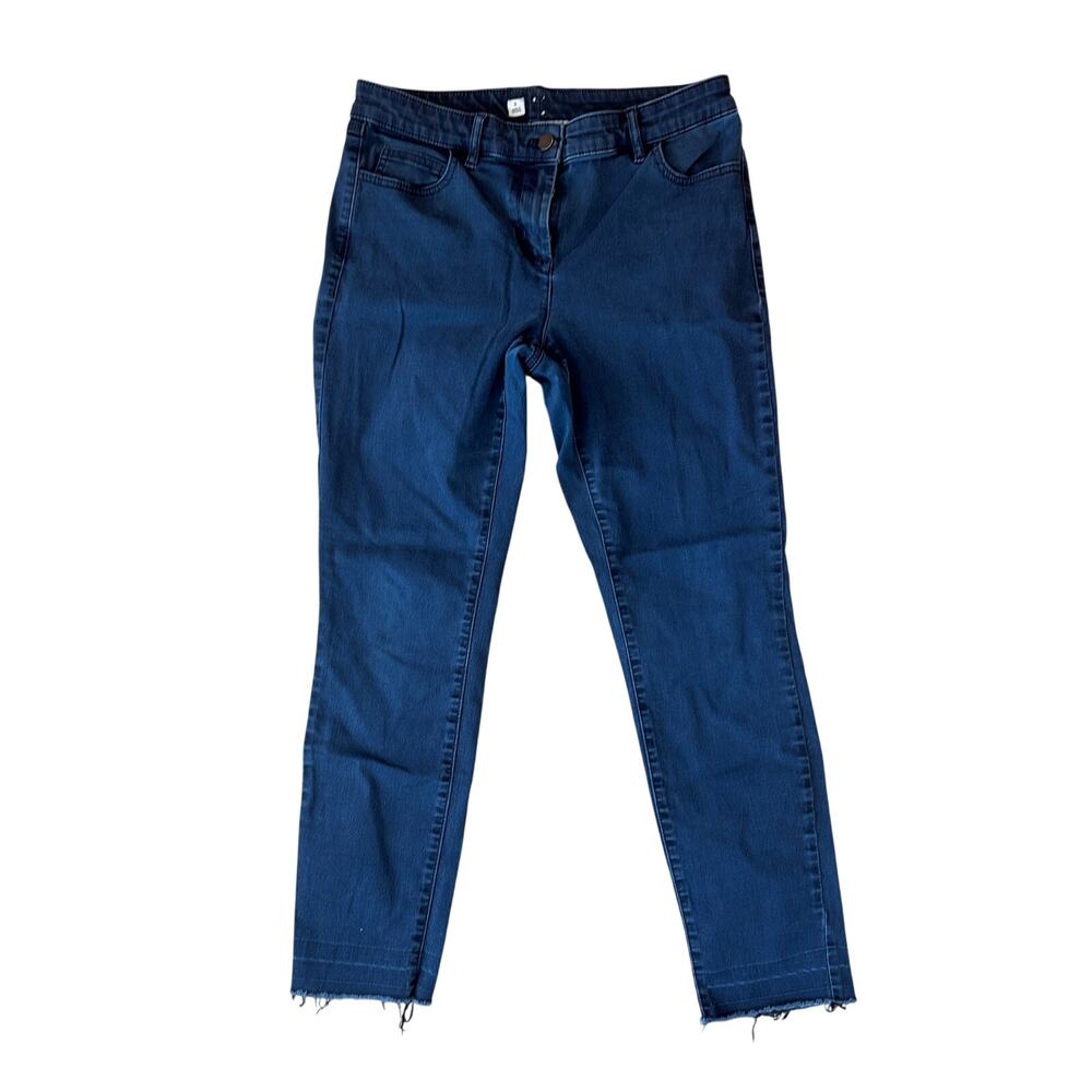 Per Se by Carlisle Stephanie Dark Wash Raw Hem Cropped Jeans Womens Size 8